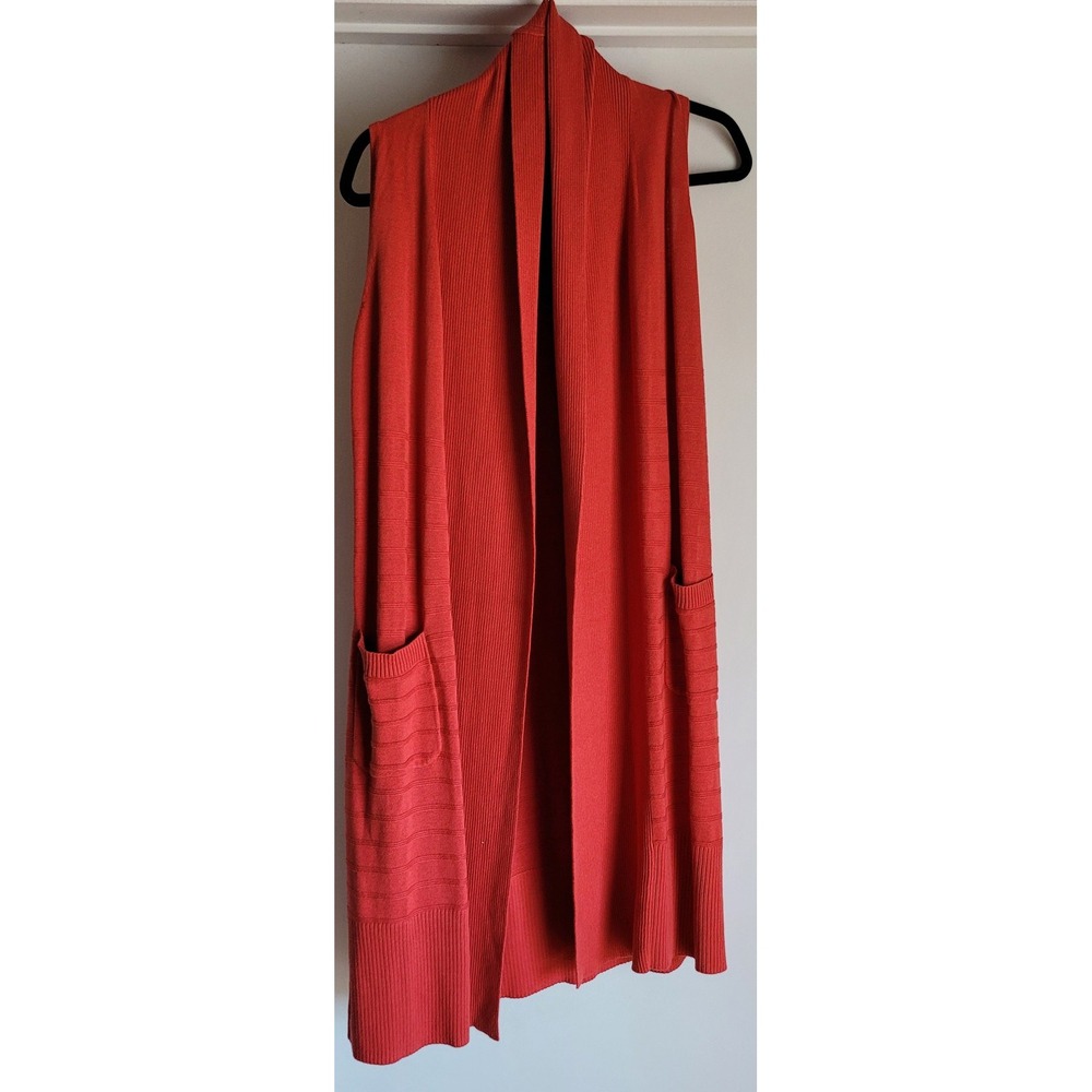 NWOT Isaac Mizrahi Live! Vest XXS Red Striped Sleeveless Collared Casual